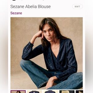 Sezane Navy Blue Abelia Blouse